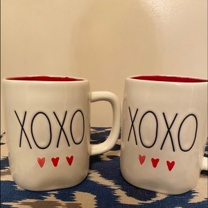Rae Dunn XOXO Valentines Mugs. Red inside